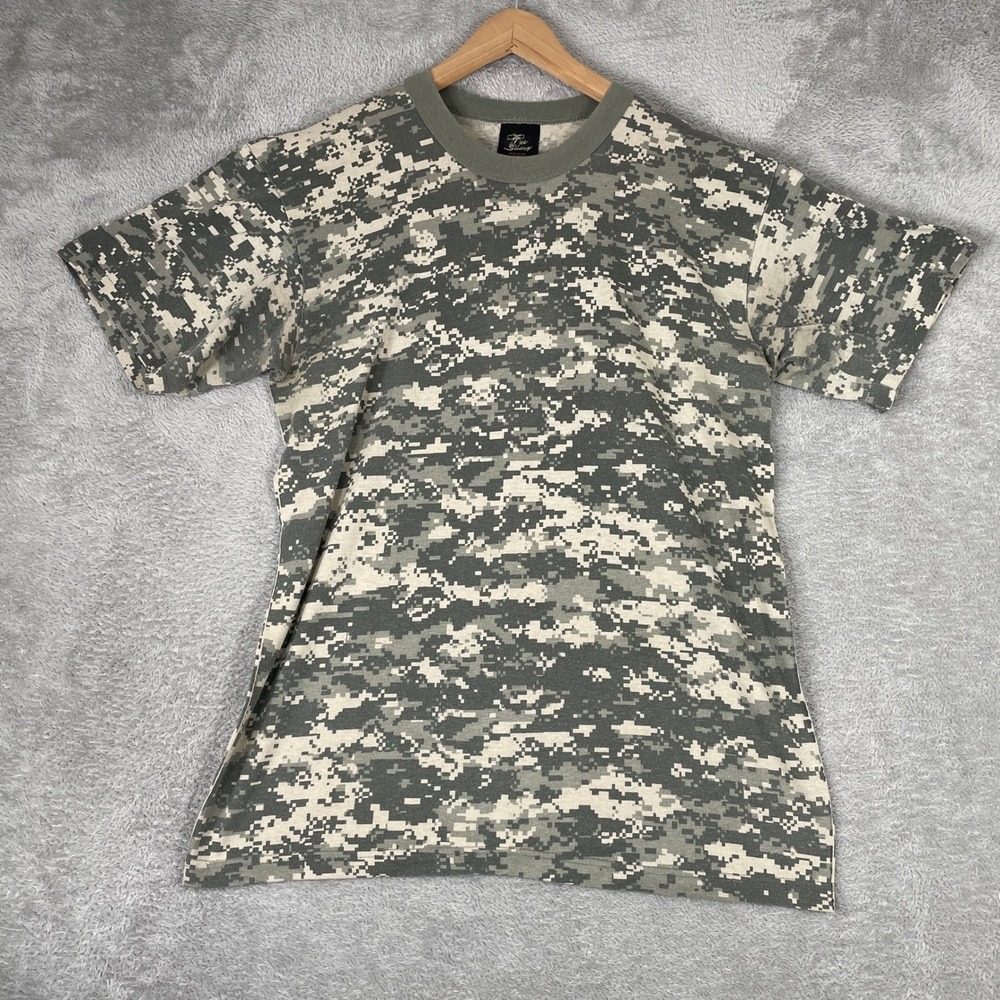 Tee Swing Digital Camo Shirt Mens Large Green Vintage ACU Military USA Made